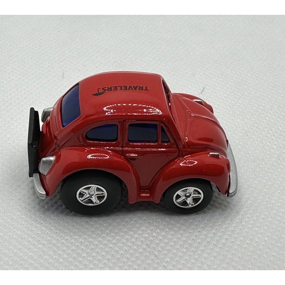 Diecast Welly Volkswagen Beetle Kafer Red Mini Travelers Insurance Promo- RARE